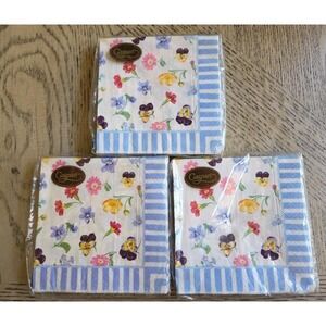 Caspari Napkins Paper Cocktail Napkins Lot Of 3 Guest Paper Towels Flowers NOS